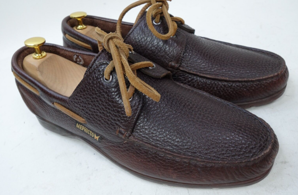 Mephisto Cool Air Loafer Boat Casual Shoes Leather Brown Men Size 9.5